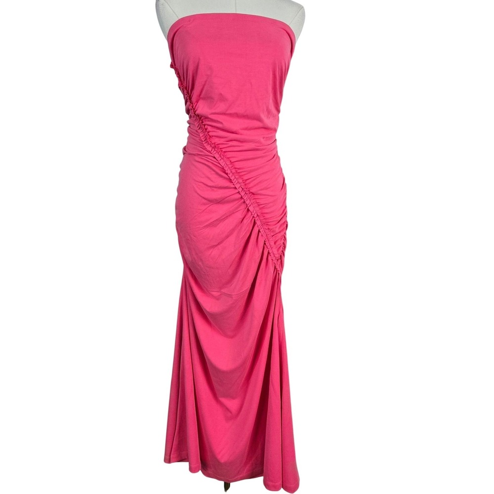 Celandine Dress Womens L Pink Bodycon Maxi Strapless Off The Shoulder Ruched